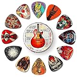 ギターピック 12個パック 薄型 ミディアム ヘビー エクストラヘビー ピック ブリキボックス付き バラエティパック アーティスティック セルロイド ギター ピック ベース エレキギター アコースティック ギター愛好家へのギフトに