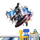 KINGMAS 3D Wall Sticker Captain America Kids Room Decor Wall Decals Mural Wallpaper by KINGMAS