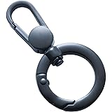 カラビナ スマホ ストラップ リング 丸 回転 金具 ナスカン フック 鍵 キーホルダー (ブラック, 1個) NYANDELMO ND-0382-R03-BK-1ps