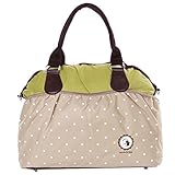 【Ani Mam Kids】シルエット が とってもキュート な トートバッグ マザーズバッグ ショルダータイプ にも 変身 水玉 ドット 柄 カスタマイズ ポケット付 (オリーブ×ベージュ)