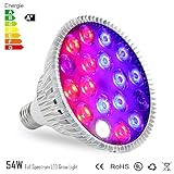 Derlights 54W E26 植物育成用LEDランプ 460nm(青)/630nm(赤)/660nm(赤)IR /UV led植物電球 省エネ/長寿命 水耕栽培ランプ 光束1260LM 園芸 室