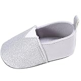 ベビーシューズ　子供ズック靴　ガールズボーイズローファー　赤ちゃんスパンコール付き運動靴　軽量　綿布　結婚式　誕生日プレゼント　歩行練習　シルバー/銀色　11cm　0-6ヶ月に対応靴　春夏秋