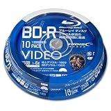HIDISC BD-R 25GB 6倍速 10枚 スピンドルケース ホワイトプリンタブル VVVBR25JP10
