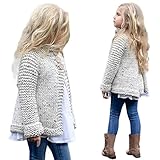 Franterd、ベビーガールズキュートウールKnitingセーターOutfit子供用ボタンカーディガンコートトップス服 ベージュ