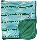 KicKee Pants印刷ベビーカーブランケット、紙吹雪Sloth with Shady Gladeトリム