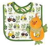 Stephan Baby Down on The Farm Bib and Plush Ring Rattle Gift Set, Rooster by Stephan Baby