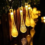 Yalufa イルミネーションライト 20LED 水滴 雫 ストリングライト 発光色 イエロー ソーラー充電式 光センサー内蔵 自動点灯 2発光モード 防水防雨 クリスマス 飾り