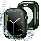 YOFITAR for Apple Watchケース 防水 45mm 44mm 41mm 40mm アップルウォッチ液晶保護フィルム+防水保護ケース+背面保護ケースの3in1デザイン Series 8/7/6/SE/5/4 高タッチ感度 PC素材 全面保護 衝撃吸収 耐傷(Series6/SE/5/4,44mm,グリーン）