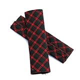 Seliyi シートベルトショルダーパッド フェイクレザー スポンジ ブラック レッド 2個入り