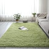 ラグ カーペット 140x200cm マイクロファイバー 人工ウール 滑り止めマット チェアマット 床暖房対応 秋冬 冷房, アーミーグリーン