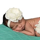 miugle新生児赤ちゃんElsticヘッドバンド花で、アイボリー、14 " Girth