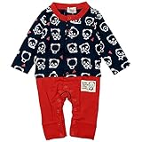 【秋冬春対応】 GARACH(ギャラッチ)裏毛パンダ総柄ロンパース 80cm /Nv NO.AH-1634302