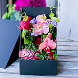 ボックスフラワー トール型アレンジメントフラワー 生花 ギフト サプライズ お誕生日 お祝い 母の日 指定日配達とプライムお急ぎ便選べます (指定日配送, レッド系)