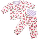 ガールズ|ベビー|パジャマ[enfant pur]パジャマ|腹巻付長袖パジャマ|上下セットお花と苺|イチゴ柄|寝間着|接結パジャマ|女の子|女児 95cm ホワイト