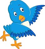 Wallmonkeys Cute Blue Bird Cartoon Peel and Stick Wall Decals WM359241 (18 in H x 16 in W) [並行輸入品]