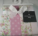 Set of 4 Laura Ashley Baby Swaddling and Receiving Blankets 100% Cotton Flannel by Laura Ashley Baby