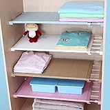 Vancore調節可能なストレージラックSeparatorワードローブ食器棚シェルフ Length Stretch 38-55CM,Wide:24CM HS-SR01372-38-24-WHI