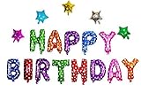 Langxun 16 with 13 LettersHAPPY BIRTHDAY Thickened Multicolored Foil Air-filled Balloons for Birthda