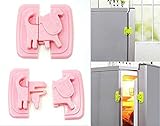 ShopXJ ベビーガード 赤ちゃん いたずら 防止 多目的 ストッパー はがせる 地震対策 冷蔵庫 引き戸 戸棚 ドア 犬 4個セット (ピンク)