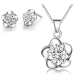 S925 シルバー ネックレス イヤリング 花 ペンダント ネックレス 花 イヤリング ジュエリー アクセサリー パーティー 結婚式 ウエディング 冠婚葬祭 ブラックフォーマル 入園式 卒園式 入学式