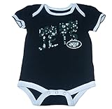 New York Jets Infant Onesieサイズ0 – 3 Months NFL Authenticブラックチーム名とロゴボディスーツ – クリーパーブラック