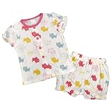 ガールズ|キッズ|パジャマ[enfant pur]半袖 ハーフパンツ パジャマ上下セット|ネコ|ねこ柄|梨地素材 寝間着|女の子|女児|子供用 110cm PK-ピンク