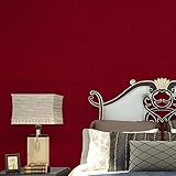 HaokHome 3056 DIY 高品質の不織布無地の壁紙ホームベッドルームキッチンバスルームの壁の装飾のための繊維テクスチャウォールペーパー暗赤色 53cm×10m(並行輸入品)