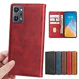 Oppo Reno7A / Reno9A ケース 手帳型 Reno7 A OPG04 Reno9 A 全適用 reno 7A 手帳 Reno 9A カバー オッポ リノ7A 5G リノ9A スマホケース opporeno7A 手帳型ケース Reno7Aケース リノ9Aケース 【GoKIGIoD】 携帯カバー 磁石付き 留め具なし 耐衝撃 マグネット カード入れ スタンド レトロ レッド