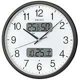 セイコー クロック 掛け時計 電波 アナログ カレンダー温度 湿度 表示 03:黒 01:直径35cm BC405K