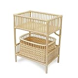 ツルヤ商店 籐製 2段ランドリーラック バスケット付/ラタン ランドリーバスケット ランドリー収納