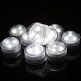 AGPtek 10PCS White Submersible Round LED Candle High Brightness Tea Vase Battery Light Outdoor Garde