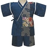 甚平大正ロマン 定番 キッズ 女の子 男の子 子供 日本製 夏物 七夕 夏祭り j-71656 100cm ネイビー