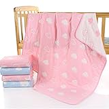 6重布盖毯 ガーゼケット ベビーケット オーガニックコットン 出産祝いに 雲 ピンク