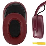Geekria イヤーパッド QuickFit 互換性 パッド スカルキャンディ Skullcandy Venue Wireless ANC ヘッドホンに対応 パッド イヤー/イヤーカップ (プロテインレザー/ディープレッド)