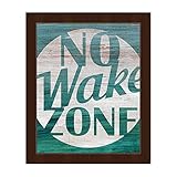 No Wake Zone Distressedベイ湖ボートランプMarinaインドアSign inブルー&グリーンon woodgrain-pattern 8x10 CAB0000033FRM08X1