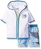 Sol Swim Baby Shark Terry Cover-Up Set Light Blue 3-6 Months [並行輸入品]