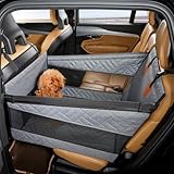 Cavoyo 犬 車 シート 犬 ドライブボックス 車用ベッド 後部座席 折りたたみ式 半分 耐摩/滑り止め/防水/汚れ防止 大/中/小型犬 猫用 飛び出し防止 車犬カーシート マット リード付き 犬 ドライブボックス ハンモック 全車種 全種犬用 ブラック グレー ペット用品 犬車に乗せるグッズ ペットドライブボックス (グレー, S)