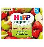 HiPP Organic Fruit & Pieces Apple & Strawberry 7+ Months 4 x 100g (Pack of 2) - ヒップ有機フルーツ＆ピースリンゴ＆イチゴ