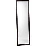 不二貿易 姿見 壁掛けミラー 高さ90cm ブラウン 木製 飛散防止 10523