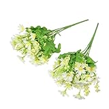Dovewill 2本　人工花　観葉植物　デイジー　ブーケ　高級ホテル、コーヒーショップ　ガーデン装飾　白