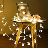 GWCR LEDストリングライト 星型 装飾LEDライト クリスマス パーティー 誕生日 結婚式 バレンタイ プロポーズ　飾りライト ウォームホワイト(6M、40LED、電池式)