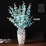 BAGEHUA 装飾的なファブリックの絹の花蘭の花室のテーブルダンス青黄色の花の装飾が施され、 6 つの黄色