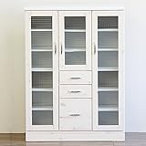日本製 シック 幅90cm キャビネット ホワイト 完成品