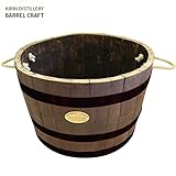 ウイスキー樽1/2プランター　無塗装・ブラック[鉢][キリン] ノーブランド品