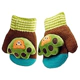 (FTzone)かわいいユニセックスキッズスーパー暖かいウールニット手袋・ミトン1歳2歳3歳4歳5歳 (足) (ブラウン)