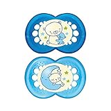 Mamの夜6+ヶ月のおしゃぶり、1パックブルー2 (MAM UK LTD) - MAM Night 6+ Months Soother, Blue 2 per pack [並行輸入品]