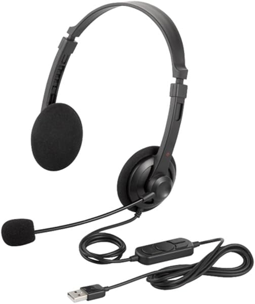 バッファロー BUFFALO 両耳ヘッドバンド式ヘッドセット USB接続 ブラック BSHSUH12BK - 1