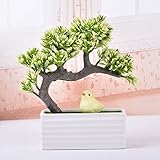suyunyuan花盆栽ツリー植物パインツリーガーランドフェイク人工盆栽木Square Pots One Size ベージュ 533035267942