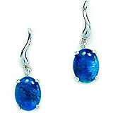 GENUINE Opal Earrings - Fire Opal - Australian Triplet Opal Earring in Sterling Silver White Gold Plated Women's Jewellery