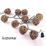 LIDORE Brown Rattan Balls String Light Set of 10 warm white light for christmas wedding garden Patio